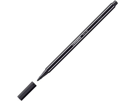 STABILO Fiberspetspenna, Pen 68, mediumspets, svart polypropylenpennkropp, svart bläck - Lyreco - Kontorsmaterial - Pennor - Finelinerpennor