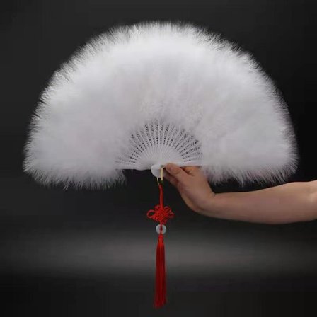Feather Folding Fan Sweet Fairy Girl Gothic Court Dance Hand F