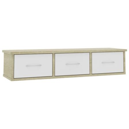Vidaxl Väggmonterade Lådor Vit Och Sonoma-ek 88x26x18,5 Cm Spåns Multifärg