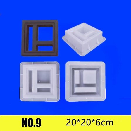 Cement Antika Tegelform Kvadratisk Trädgårdsmur Tillverkning Tegelform 3d Snidning Halkfri Betong Plast Beläggningsformar 20*20*6cm (FMY)