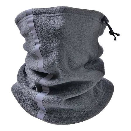 /EA/Termisk hakelapp utendørs nattkjøring ansiktsmaske kald ski refleksstriper snor halv ansiktskrage mørkegrå (1 stk)