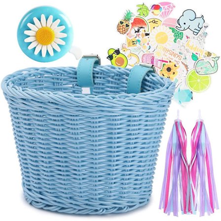 Barnevognkurv foran, flettet kurv av rotting med styrestrimler - XIN