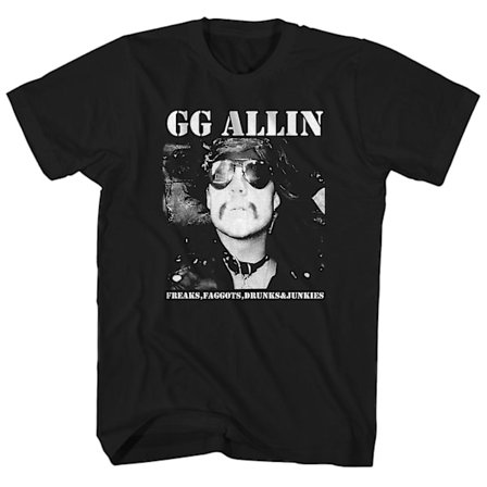 GG Allin T Shirt Freaks, Faggots, Drunks And Junkies Album Art GG Allin Shirt