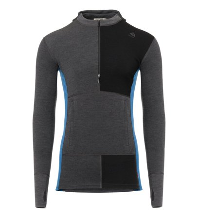 Aclima WarmWool hoodsweater w/zip M's Marengo / Jet Black / Corsair
