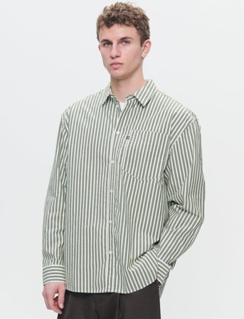 WOOD WOOD Day Striped Shirt Gots - Green - XL