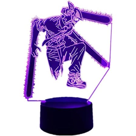 3D Illusion Anime Lampe Chainsaw Man Manga Figur Natlampe til Børneværelset Dekoration 7 Farver Touch/Fjernbetjening 16 Farveskift