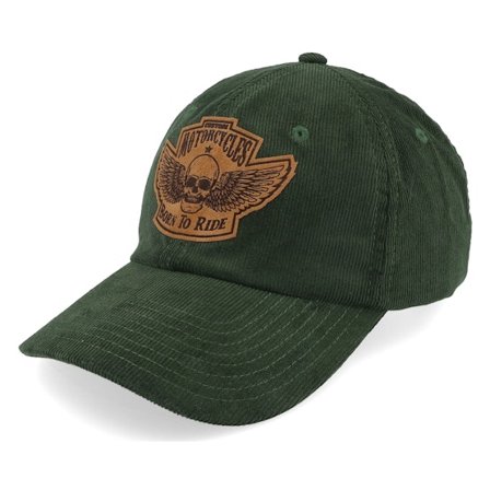 Born To Ride - Zelená unconstructed Kšiltovka - Custom Motorcycles Patch Cord Dark Olive Dad Cap @ Hatstore