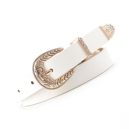 Kvinnor retro stil casual alla match tunna metallspänne midjebälte(Vit,Som bilden)