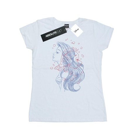 Disney Dam/Kvinnor Ariel Flundra Skiss Bomull T-shirt S Vit