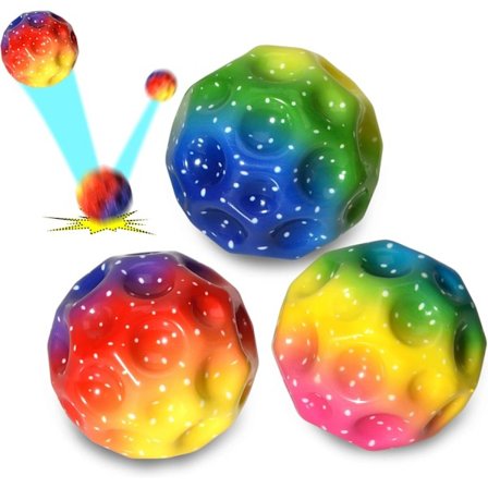 Sprettball, fargerik rom-måneball, mini sprettball, ultra-høy sprett lettvekts sprettball, sprettball, interaktive leker for å lindre stress