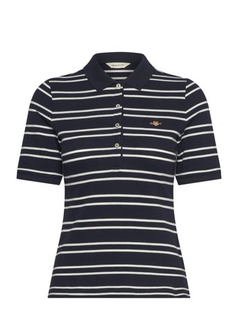 Slim Stripe Shield Ss Pique Polo Navy GANT