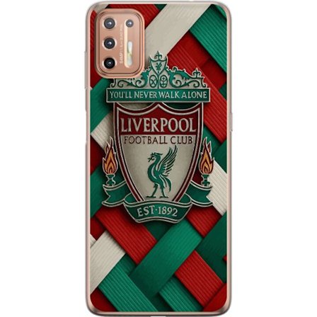 Kompatibelt Mobilskal till Motorola Motorola Moto G9 Plus Liverpool Football Club-emblem med You'll Never Walk Alone i kraftfull grafisk design för p