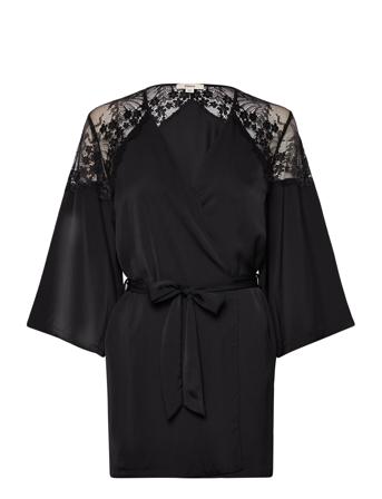 Somptueuse - Robe With Lace Details Morgenkåpe Svart Etam*Betinget Tilbud