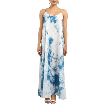 Sexig V-ringad Maxiklänning Vintage Tie Dye Printed Boho Long Elegan