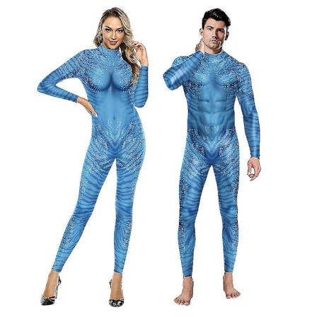 Film Avatar The Way of Water Alien Cosplay 3D Jumpsuit Kvinne Mann Kostyme Halloween Zenti Fest Drakt man