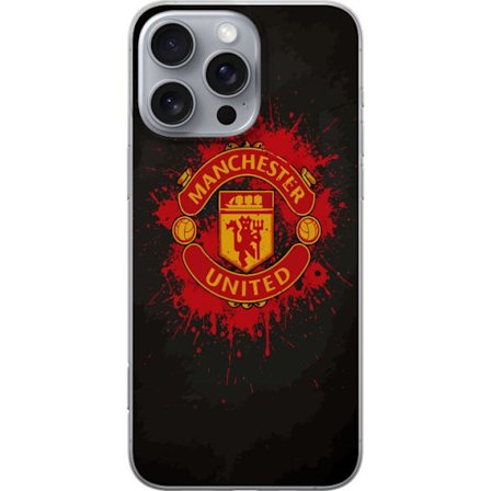 Kompatibel Mobilcover til Apple Apple iPhone 16 Pro Max Manchester United logo i rød og gul farve med rå sporty baggrund