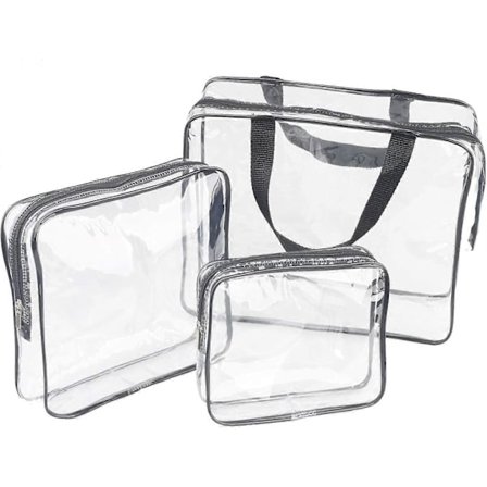 3 Stk. Store Gennemsigtige Rejsetasker til Toiletartikler, Vandtætte Gennemsigtige Kosmetiktasker til Makeup, Gennemsigtige Opbevaringstasker til 