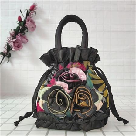 Blonde blomstertaske Etnisk stil taske SORT black