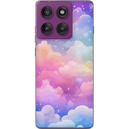 Yhteensopiva Puhelinkuori Motorola Edge 60 Pro Söpö yksisarvinen, jolla on sateenkaarivärinen tukka tähtitausta vasten kawaii-tyylillä