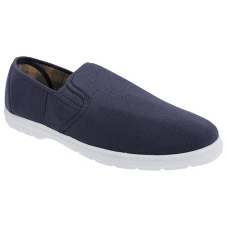 Scimitar herr Twin Gusset Slip On Casual Textile Shoes 8 UK Nav
