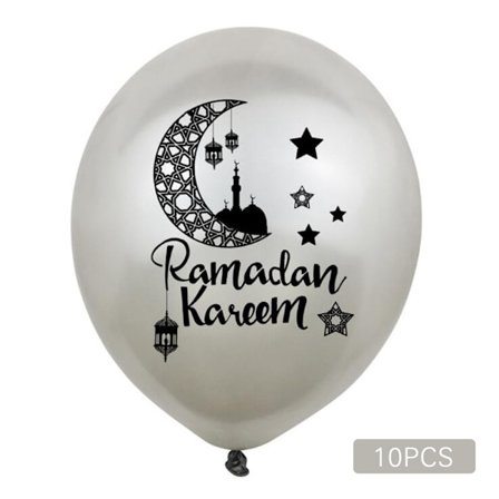 10st Ramadan Ballonger Dekorationer Svart Silver Guld Ballonger För Eid Dekor