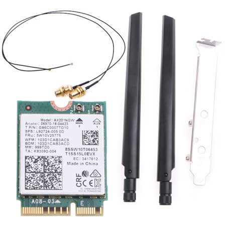 WiFi Desktop Kit AX201NGW udvider WiFi 2.4GHz/5GHz BT 5.0 Dual Band Inkluderer RF-kabel High Gains-antenner og beslag
