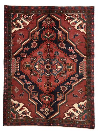 Zanjan Vloerkleed Handgeknoopt 156X206 Zwart/Donkerrood Perzië