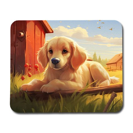 Tecknad Golden Retriever Hund Musmatta