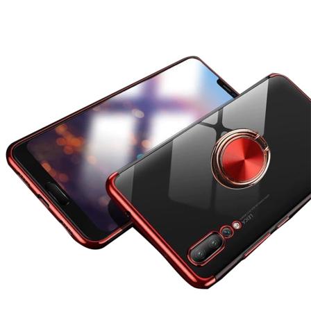 Huawei P20 - Silikonskal med Ringhållare Röd