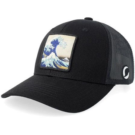 Public Domain - Zwart trucker Cap - Hokusai The Great Wave Black Trucker @ Hatstore