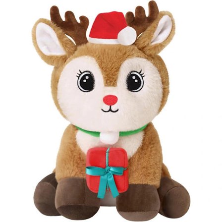 【PP】Ren plyslegetøj Jul Kæledyr Jul Ren Plys Pude Sød Blød Legetøj med Julehat til Børn Piger Drenge