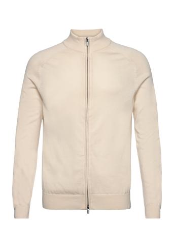 Bs Oluf Regular Fit Knitwear Tops Knitwear Full Zip Jumpers Cream Bruun & Stengade