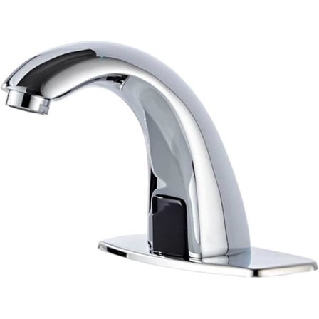 Automatisk sensorstyret blandingsbatteri Krom Automatisk sensorstyret badeværelsesvaskarmatur med dækmonteret varmt og koldt vand