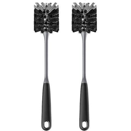 Pitkävartinen pulloharja, joustava hankaus harja vesipulloille, lasitavaroille, mukeille, musta, 2 pakkausta - Jxlgv