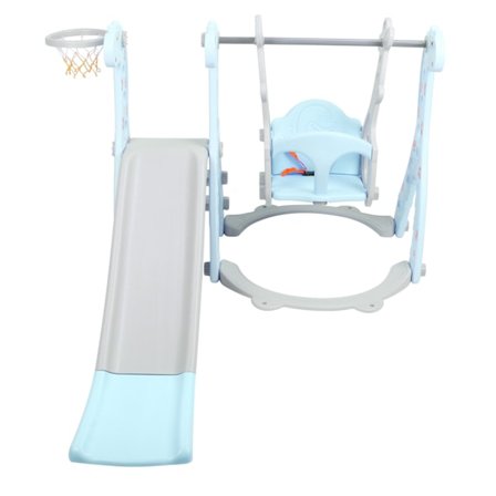 Småbarnsklestativ med huske og basketballkurv, utendørs og innendørs lekesett for barn, blå