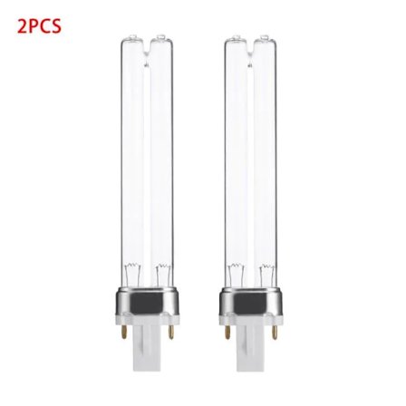 2-pakning 9W G23 UV-lampe rørrengjøring og sterilisering UV-erstatningsbase for akvariumsterilisator