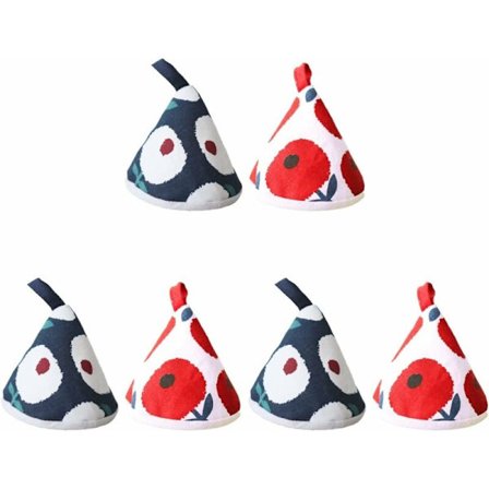 6-delt sett med grytekluter, gryteunderlag, grytelokk, trekantede ovnshansker