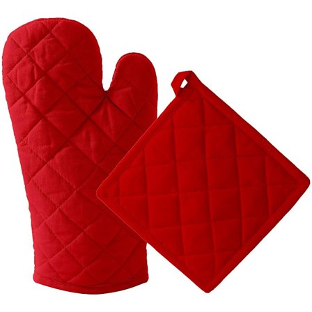 Ugnsvante Set – 1 vante + 1 grytlapp, röd