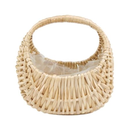 Mini bærbar blomsterkurv Halvmåne pil blomsteroppsats kurv foto rekvisitter blomster håndvevd blomsterkurv