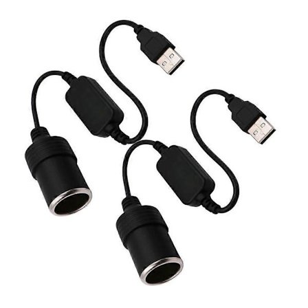 2-pak USB til 12V konverter cigarettænderadapter til Dash Cam GPS LED-lys 8W Max