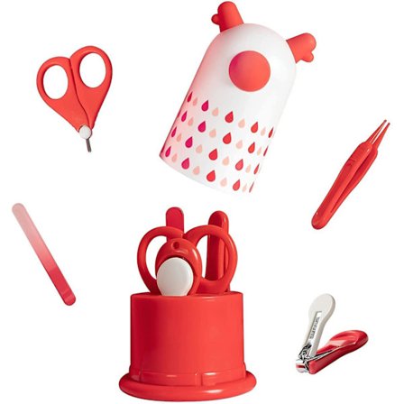 4-in-1 Baby Nail And Foot Care Set For Newborns, Babies, Toddlers, And Children With Nail Clippers, Scissors, Nail Files And Tweezers (red)