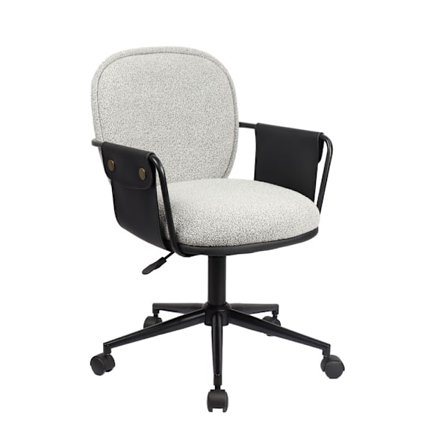 Toimistotuoli, harmaa boucle-kuvio, musta keinonahka, 55x59x93 cm