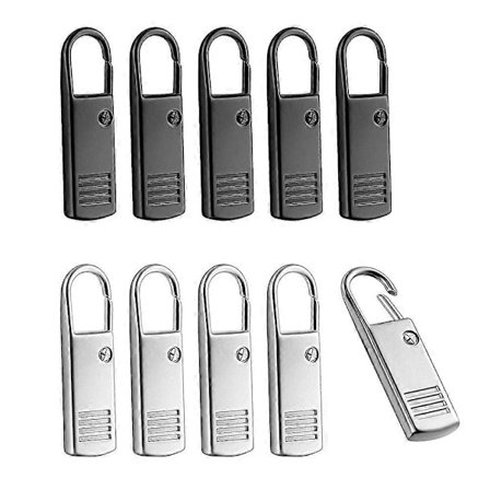 10 stk Glidelås-trekk-erstatning, Metall Glidelås-trekk Glidelås-forlenger Håndtak Reparasjonssett for Kofferter Ryggsekker