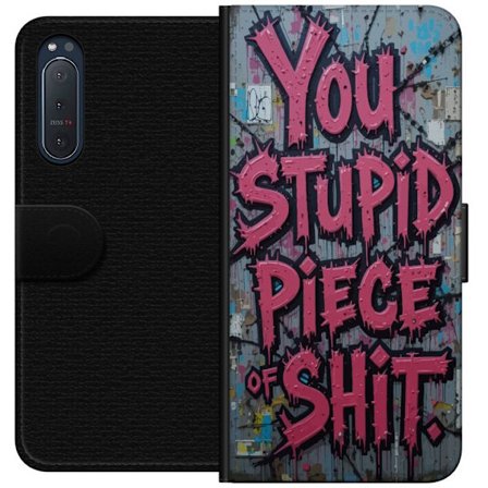 Kompatibelt Plånboksfodral till Sony Xperia 5 II Rosa graffititext