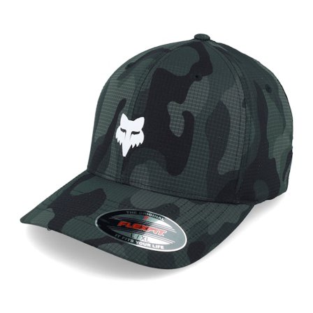 Fox - Camo flexfit Kasket - Fox Head Camo Tech Black Camo Flexfit @ Hatstore