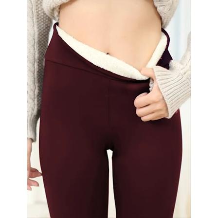 Heltäckande Sherpa-fodrade leggings med varm plysch, avslappnade stretchiga leggings med hög midja, damkläder röd L red