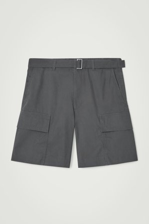 COS Men's Belted Cargo Shorts in Grey