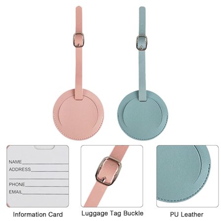 2 st Rund läderbagagelapp, slitstark resväska ID-tag - stock