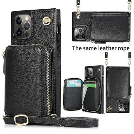 Crossbody Rfid Blocking Dragkedja Case Kompatibel Iphone 14 Pro Max/14 Pro/14 Plus med kortplats