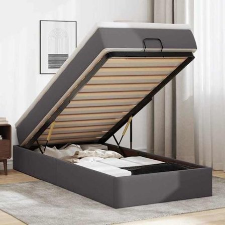 Maison Exclusive - Ottoman-sänkykehys harmaalla patjalla 90x190 cm keinonahkaa